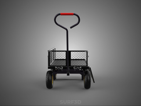 可拆卸网状侧板手推车手推车移动车实用折叠 3D 模型