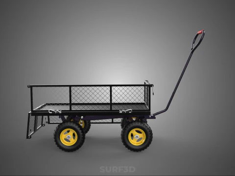 REMOVABLE MESH SIDE PANEL TROLLEY CART WAGON DOLLY UTILITY FOLD 3D Model