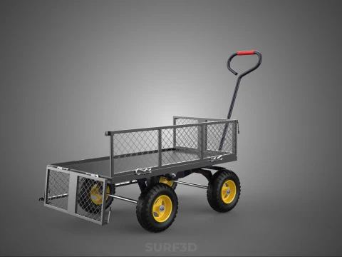REMOVABLE MESH SIDE PANEL TROLLEY CART WAGON DOLLY UTILITY FOLD 3D Model