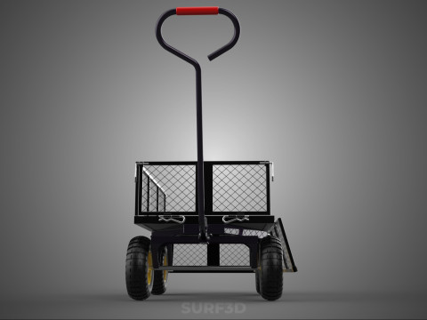 可拆卸网状侧板手推车手推车移动车实用折叠 3D 模型