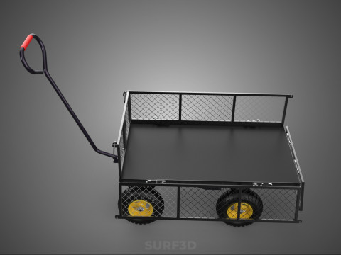 可拆卸网状侧板手推车手推车移动车实用折叠 3D 模型