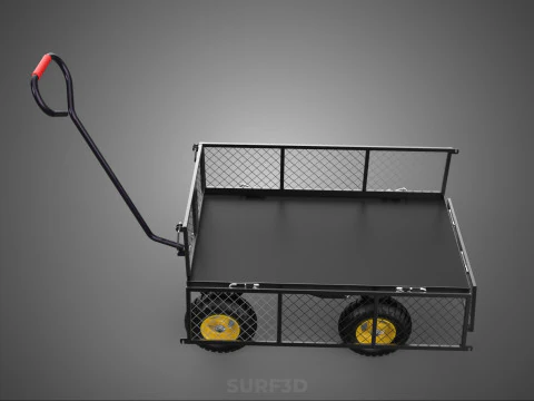 REMOVABLE MESH SIDE PANEL TROLLEY CART WAGON DOLLY UTILITY FOLD 3D Model