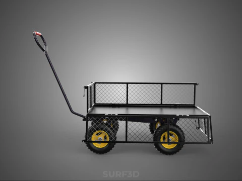 REMOVABLE MESH SIDE PANEL TROLLEY CART WAGON DOLLY UTILITY FOLD 3D Model