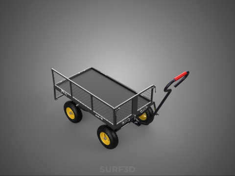 可拆卸网状侧板手推车手推车移动车实用折叠 3D 模型