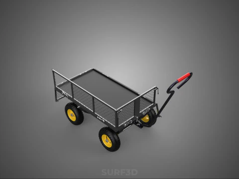 REMOVABLE MESH SIDE PANEL TROLLEY CART WAGON DOLLY UTILITY FOLD 3D Model