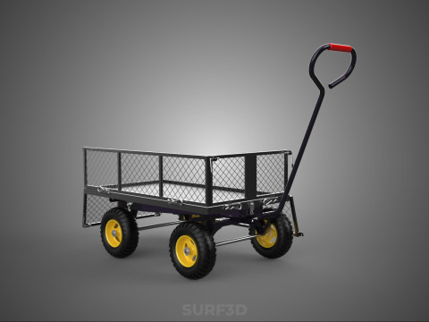 可拆卸网状侧板手推车手推车移动车实用折叠 3D 模型