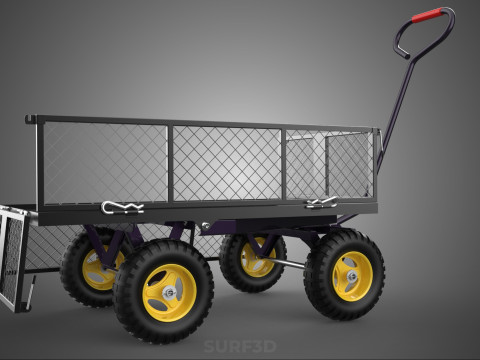 可拆卸网状侧板手推车手推车移动车实用折叠 3D 模型