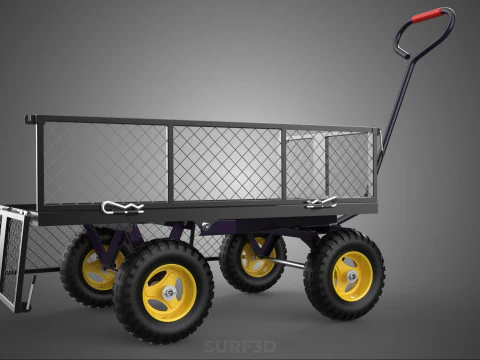 REMOVABLE MESH SIDE PANEL TROLLEY CART WAGON DOLLY UTILITY FOLD 3D Model