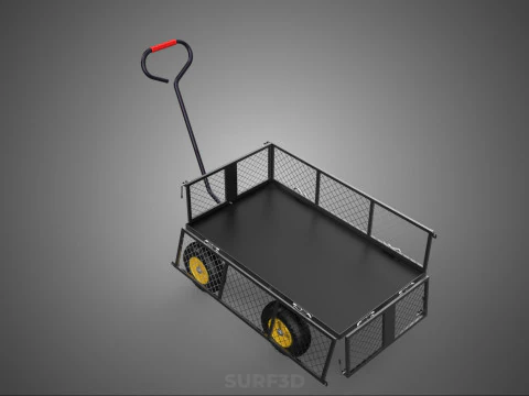 REMOVABLE MESH SIDE PANEL TROLLEY CART WAGON DOLLY UTILITY FOLD 3D Model