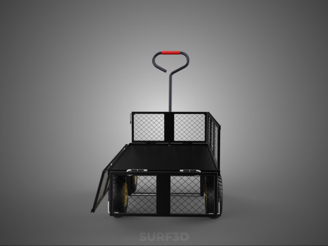 可拆卸网状侧板手推车手推车移动车实用折叠 3D 模型