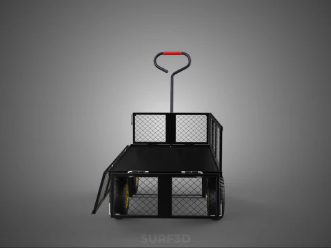 REMOVABLE MESH SIDE PANEL TROLLEY CART WAGON DOLLY UTILITY FOLD 3D Model
