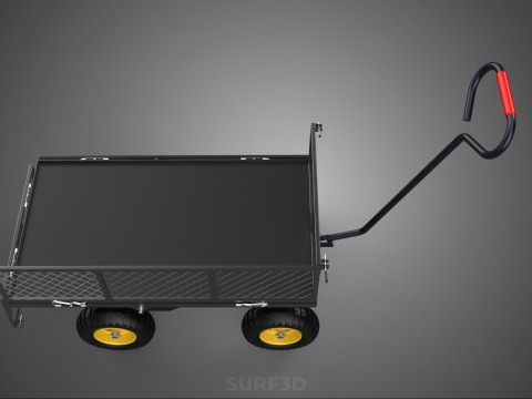 可拆卸网状侧板手推车手推车移动车实用折叠 3D 模型