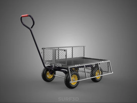REMOVABLE MESH SIDE PANEL TROLLEY CART WAGON DOLLY UTILITY FOLD 3D Model