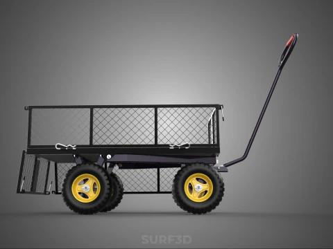 REMOVABLE MESH SIDE PANEL TROLLEY CART WAGON DOLLY UTILITY FOLD 3D Model