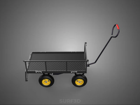 REMOVABLE MESH SIDE PANEL TROLLEY CART WAGON DOLLY UTILITY FOLD 3D Model