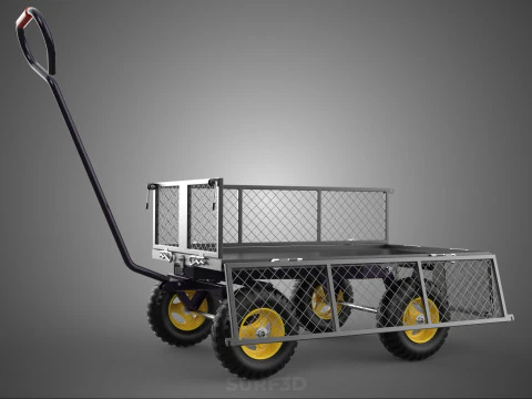 REMOVABLE MESH SIDE PANEL TROLLEY CART WAGON DOLLY UTILITY FOLD 3D Model