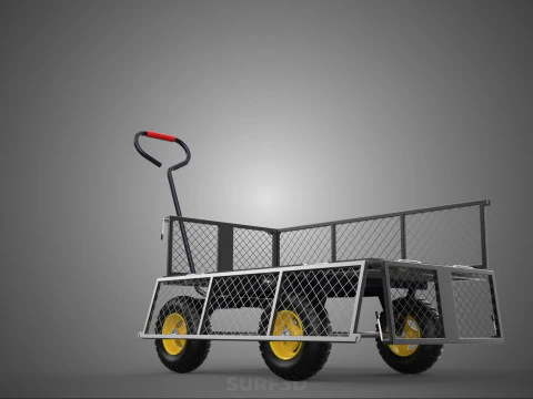 REMOVABLE MESH SIDE PANEL TROLLEY CART WAGON DOLLY UTILITY FOLD 3D Model