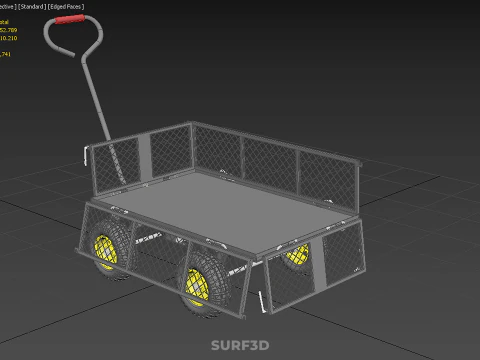 REMOVABLE MESH SIDE PANEL TROLLEY CART WAGON DOLLY UTILITY FOLD 3D Model