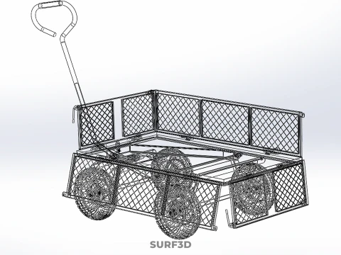 REMOVABLE MESH SIDE PANEL TROLLEY CART WAGON DOLLY UTILITY FOLD 3D Model