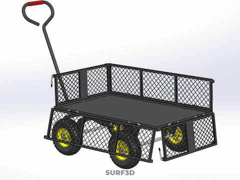 REMOVABLE MESH SIDE PANEL TROLLEY CART WAGON DOLLY UTILITY FOLD 3D Model