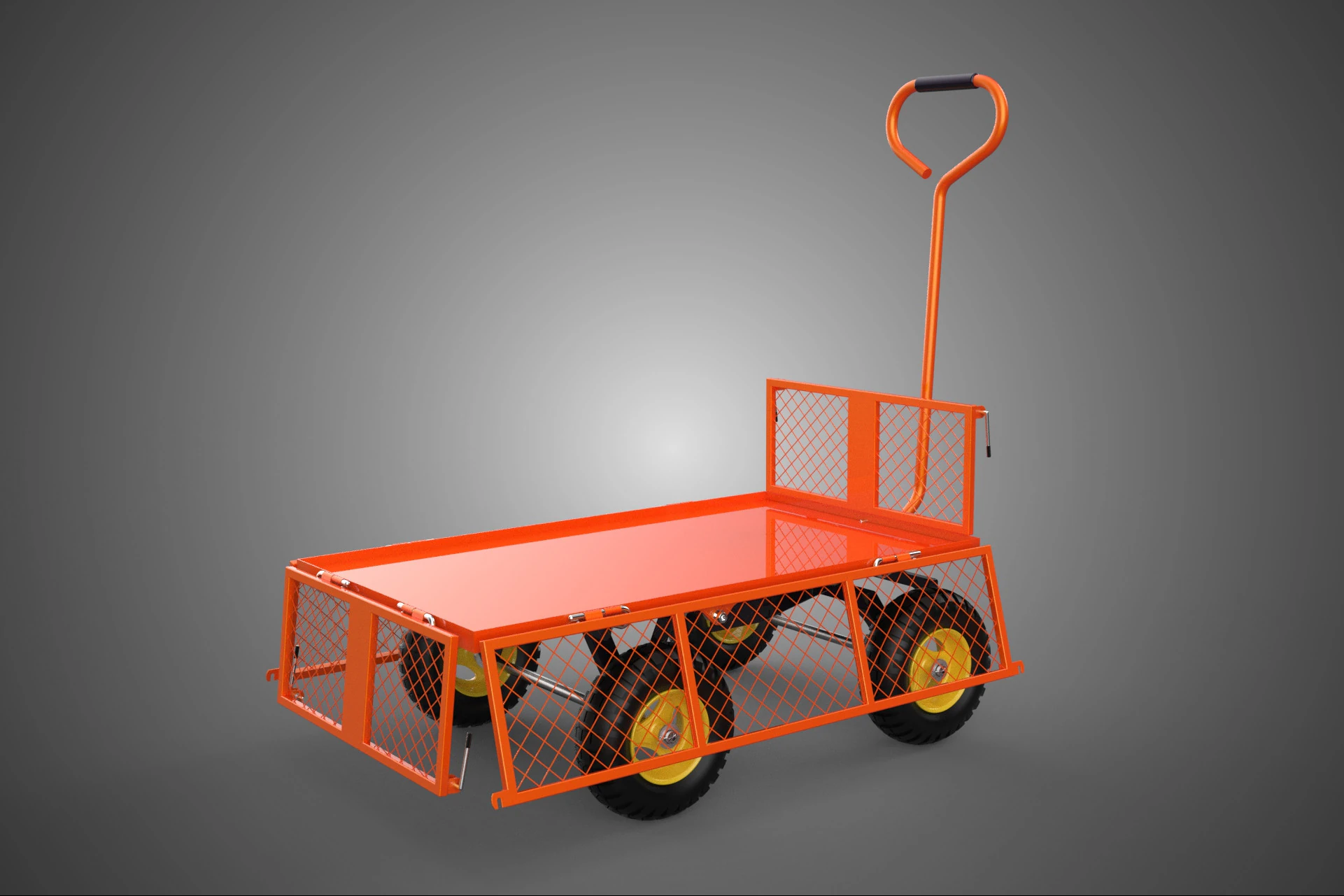 FOLDABLE METAL GRID SIDE PANEL TROLLEY CART WAGON DOLLY UTILITY 3D Model .c4d .max .obj .3ds .fbx .stl .blend 