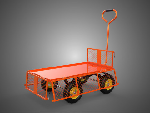 CARRELLO PIEGHEVOLE CON GRIGLIA METALLICA PANNELLO LATERALE DOLLY UTILITY Modello 3D