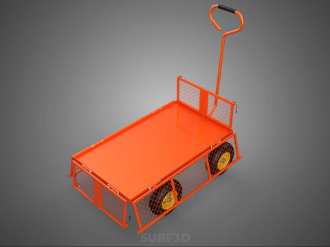 FOLDABLE METAL GRID SIDE PANEL TROLLEY CART WAGON DOLLY UTILITY 3D Model