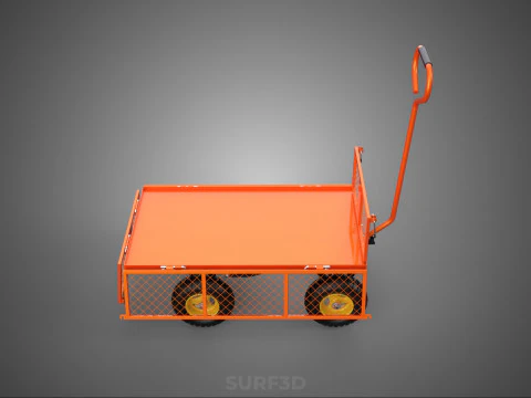 FOLDABLE METAL GRID SIDE PANEL TROLLEY CART WAGON DOLLY UTILITY 3D Model