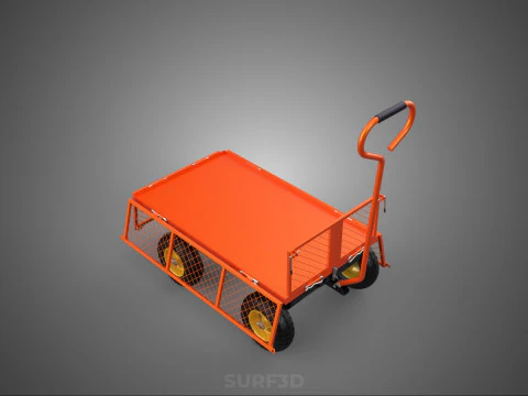 FOLDABLE METAL GRID SIDE PANEL TROLLEY CART WAGON DOLLY UTILITY 3D Model