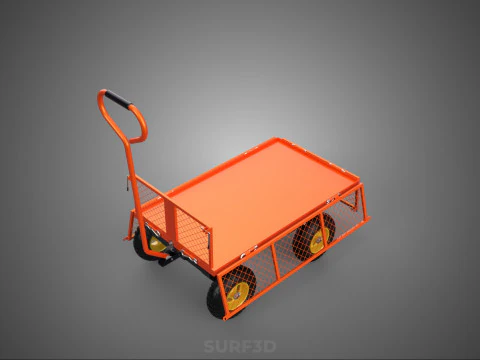 FOLDABLE METAL GRID SIDE PANEL TROLLEY CART WAGON DOLLY UTILITY 3D Model