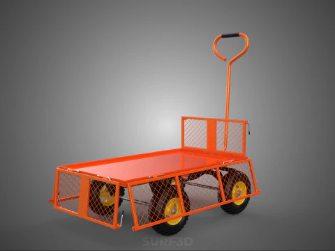 FOLDABLE METAL GRID SIDE PANEL TROLLEY CART WAGON DOLLY UTILITY 3D Model