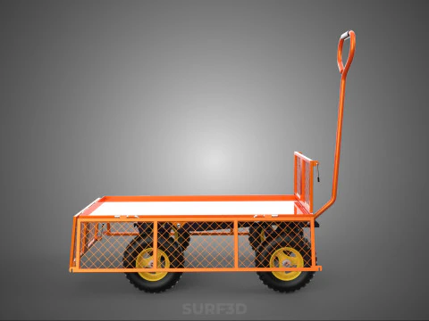 FOLDABLE METAL GRID SIDE PANEL TROLLEY CART WAGON DOLLY UTILITY 3D Model