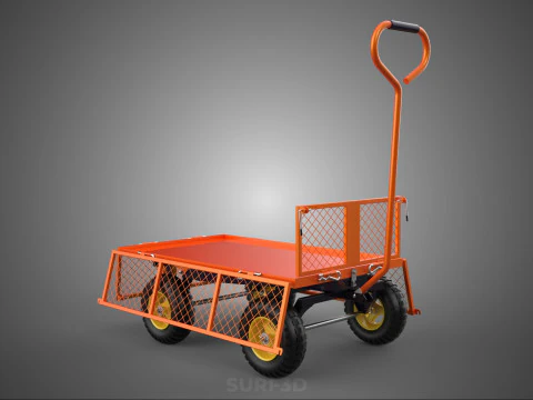 FOLDABLE METAL GRID SIDE PANEL TROLLEY CART WAGON DOLLY UTILITY 3D Model