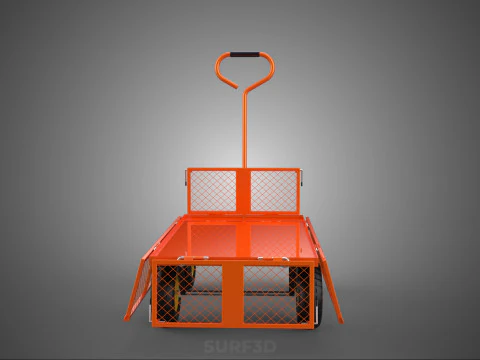 FOLDABLE METAL GRID SIDE PANEL TROLLEY CART WAGON DOLLY UTILITY 3D Model