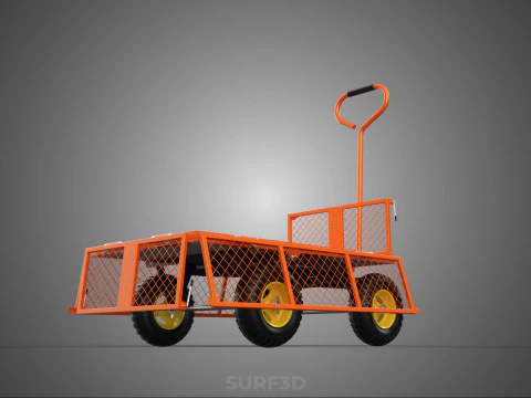 FOLDABLE METAL GRID SIDE PANEL TROLLEY CART WAGON DOLLY UTILITY 3D Model
