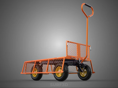 FOLDABLE METAL GRID SIDE PANEL TROLLEY CART WAGON DOLLY UTILITY 3D Model
