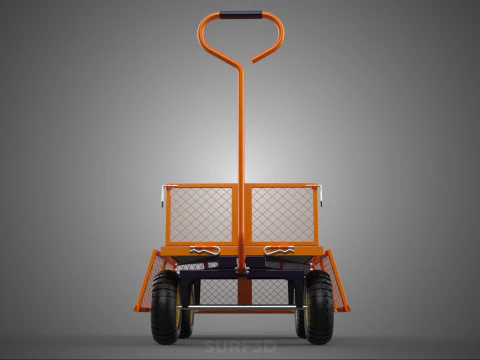 FOLDABLE METAL GRID SIDE PANEL TROLLEY CART WAGON DOLLY UTILITY 3D Model
