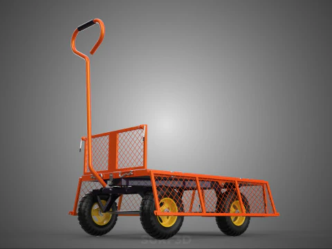 FOLDABLE METAL GRID SIDE PANEL TROLLEY CART WAGON DOLLY UTILITY 3D Model