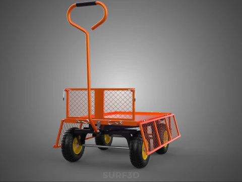 FOLDABLE METAL GRID SIDE PANEL TROLLEY CART WAGON DOLLY UTILITY 3D Model