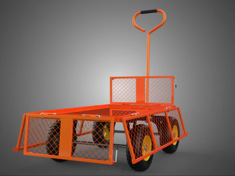 FOLDABLE METAL GRID SIDE PANEL TROLLEY CART WAGON DOLLY UTILITY 3D Model