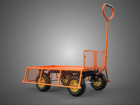 FOLDABLE METAL GRID SIDE PANEL TROLLEY CART WAGON DOLLY UTILITY 3D Model