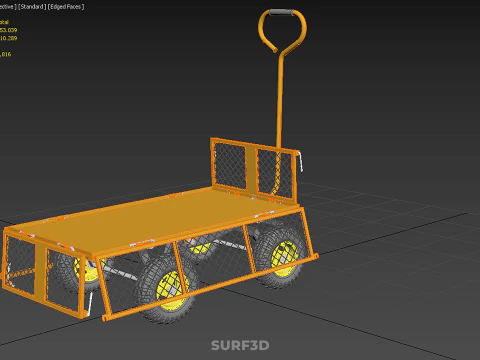 FOLDABLE METAL GRID SIDE PANEL TROLLEY CART WAGON DOLLY UTILITY 3D Model