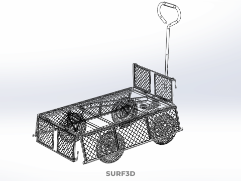 KATLANABİLİR METAL IZGARA YAN PANEL ARABA ARABASI VAGON DOLLY YARDIMCI &Uuml;R&Uuml;N 3D Model