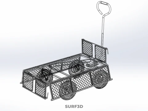 FOLDABLE METAL GRID SIDE PANEL TROLLEY CART WAGON DOLLY UTILITY 3D Model
