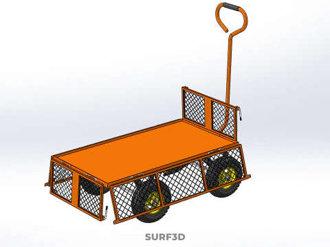 FOLDABLE METAL GRID SIDE PANEL TROLLEY CART WAGON DOLLY UTILITY 3D Model