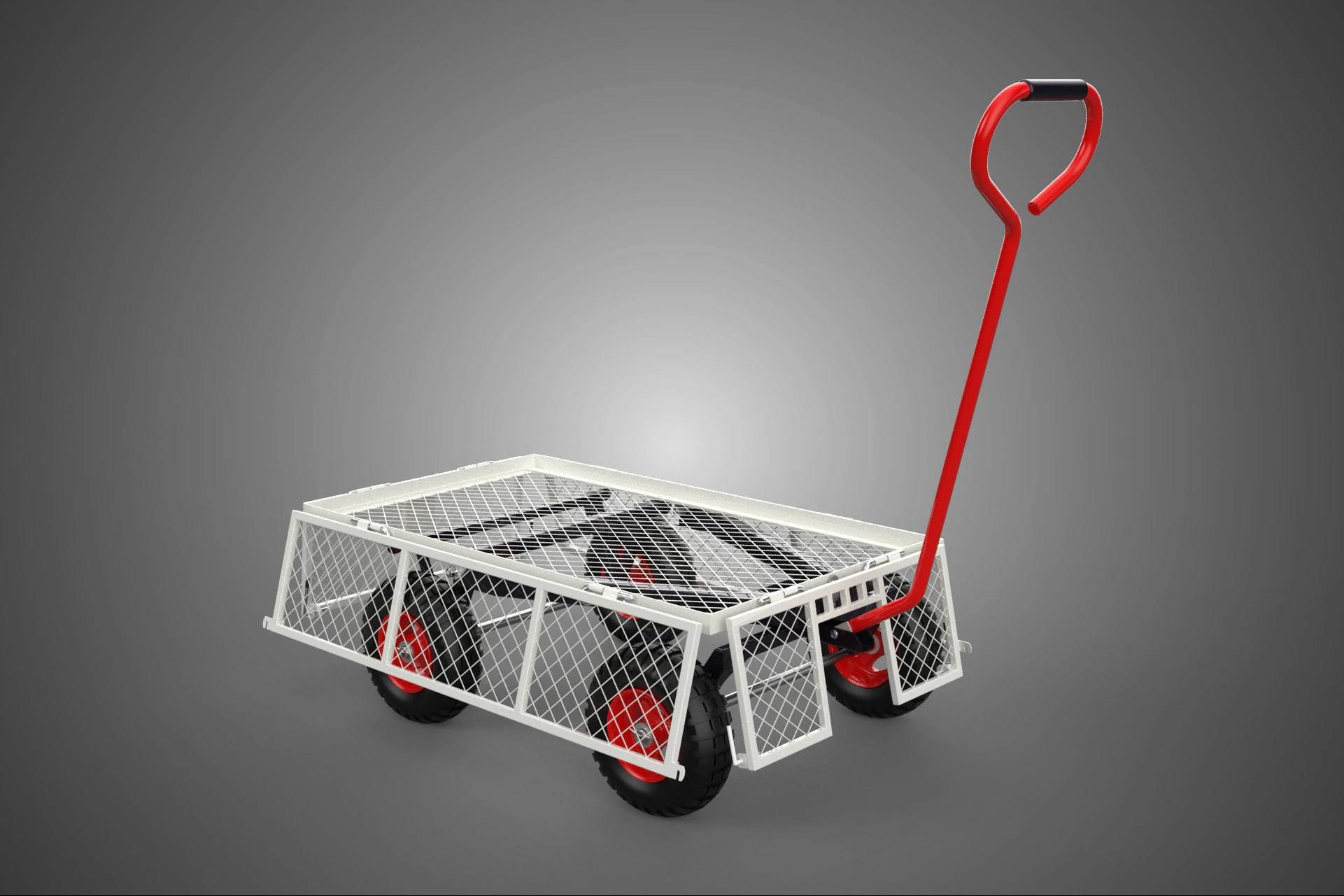 COMPACT FOLDING METAL GRID SIDE MESH TROLLEY CART WAGON DOLLY 4W 3D Model .c4d .max .obj .3ds .fbx .stl .blend 