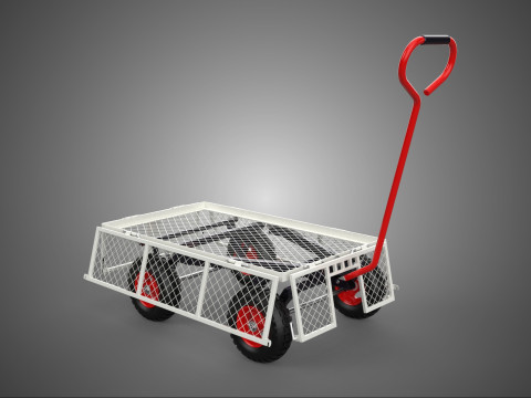 KERANJANG TROLLEY SISI MESH GRID LOGAM LIPAT KOMPAK WAGON DOLLY 4W Model 3D