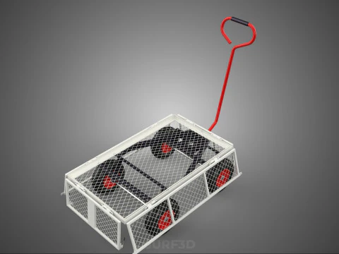 COMPACT FOLDING METAL GRID SIDE MESH TROLLEY CART WAGON DOLLY 4W 3D Model