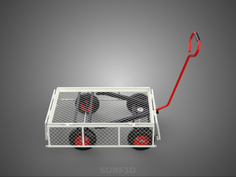 KERANJANG TROLLEY SISI MESH GRID LOGAM LIPAT KOMPAK WAGON DOLLY 4W Model 3D