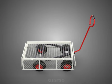 COMPACT FOLDING METAL GRID SIDE MESH TROLLEY CART WAGON DOLLY 4W 3D Model